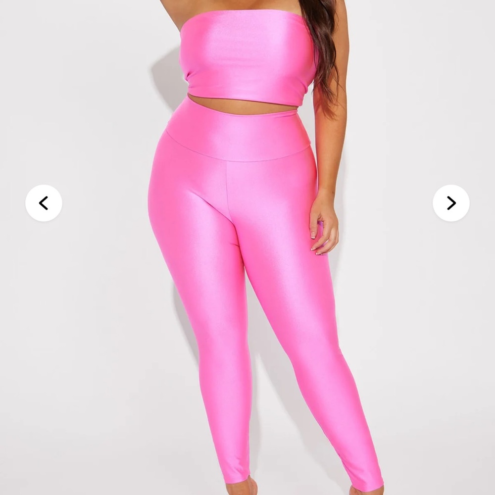 Fashion Nova Hot Pink Strapless Leggings Set